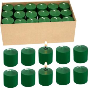 10 Hour Green Votive Candles for Weddings Party Spring and Emergency, Set of 36 Unscented Bulk Candles for Restaurants and Home Decoration