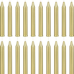 Mega Candles 20 pcs Unscented Gold Exquisite Mini Taper Candle, 4 Inch Tall x 1/2 Inch Diameter, Supreme Chimes, Enchantment, Rituals, Casting Spells, Witchcraft, Wiccan, Metaphysical