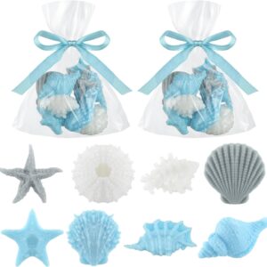 200g Sea Glass Soap Decor Seashell Soap for Bathroom Home Decor Beach Wedding Favors Nautical Wedding Party Favors Beach Bridal Shower Favors(Seashell and Starfish)