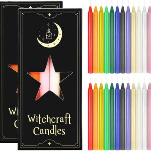 24 pcs Colored Candle Chime Candle,Spell Candle Unscented Colored Candles Mini Taper,16cm-6.5Inch Tall 0.4 Inch Diameter, Candle Holder Rituals, Prayer, Meditation