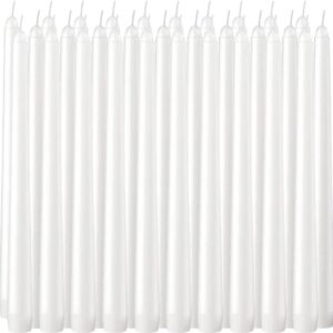 30 Pack Tall Taper Candles – 10 Inch White Dripless, Unscented Dinner Candle – Paraffin Wax with Cotton Wicks – 7.5-8 Hour Burn Time… …