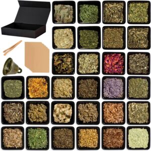 30Pcs Dried Herbs for Witchcraft, Witchcraft Supplies kit, Witch herbs set and dried herbs and flowers for witchcraft Pagan, Rituals, Spells, soap making and candle making for Beginner witchcraft kits