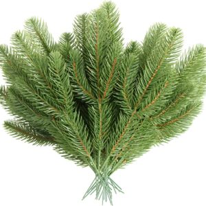 30pcs Artificial Pine Branches Green Plants Pine Needles DIY Accessories for Garland Wreath Christmas and Home Garden Decor