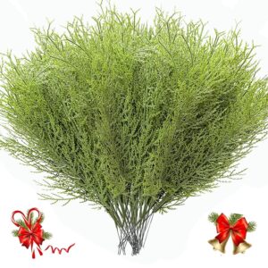 30pcs Artificial Pine Branches for Christmas Tree Filler, 13.8″ Evergreen Fake Pine Needles Picks Christmas Greenery Stems for Wreath Making Supplies Holiday Decor (30)