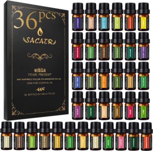 36 Bottles Essential Oils Set – Essential Oils-100% Natural Essential Oils-Perfect for Diffuser, Humidifier,Aromatherapy, Massage,Skin & Hair Care, Soap, Candle Bath Bombs Making (5ml/0.17oz)