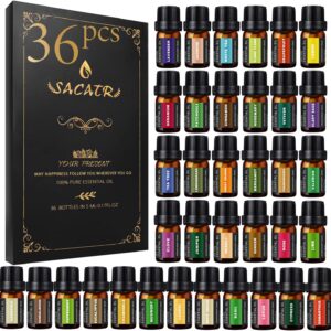 36 Bottles Essential Oils Set – Essential Oils-100% Natural Essential Oils-Perfect for Diffuser, Humidifier,Aromatherapy, Massage,Skin & Hair Care, Soap, Candle Bath Bombs Making (5ml/0.17oz)