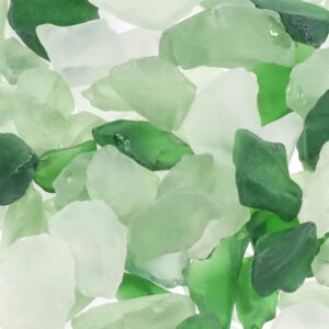 5LB Frosted Sea Glass Vase fillers Crushed Glass, Sea Glass Decor Ideal for Christmas DIY Craft, Aquarium Gravels, Home Decor Crushed Sea Glass Pieces for Beach Wedding, 0.7-3Inch Green Mixed