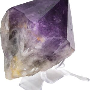 AMOYSTONE Decorative Amethyst Point Large Quartz Ore Specimen 1.3-1.7 Pounds with Stand, Healing & Calming Effects for Crystal Healer Lover Witchcraft Grid Stone