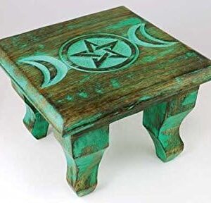 AzureGreen RAT646S 6 in. Antiqued Triple Moon Altar Table