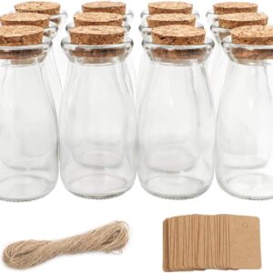 CUCUMI 12pcs 3.4oz Small Glass Jars with Lids, 100ml Candy Jars Potion Bottles with Cork, Mini Jars Set for Party Wedding Favors Halloween Décor