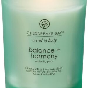 Chesapeake Bay Balance + Harmony Scented Candle, Water Lily Pear Fragrance, 50 Hours Burn Time, Warm & Decorative, Soy Wax Blend