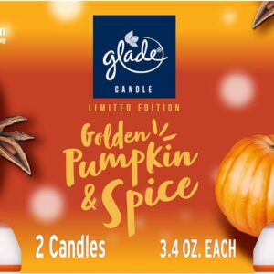 Glade Candle Jar, Air Freshener, Golden Pumpkin & Spice, Limited Edition Scent, 3.4 oz, 2 Count