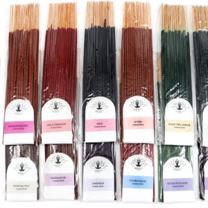 Hosley Aromatherapy 480 Pack Incense Sticks Lavender Eucalyptus Mint Sandalwood Sweet Pea Jasmine Tropical Mist Apple Cinnamon Fresh Bamboo Dragon’s Blood Myrrh Lavender Lilac Frank Incense Sticks O3