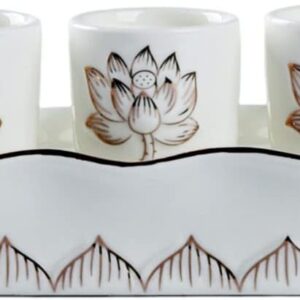 Houlu 5 Altar Cups Set, Ceramic Holy Water Offering Cup, Tibetan Buddhist Worship Cup – White