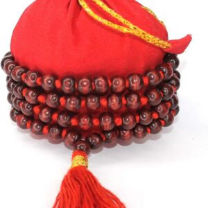 IS4A Natural red Wood Rosewood Prayer Beads Japa Mala 108+1 Hand Knotted Beads Meditation Rosary