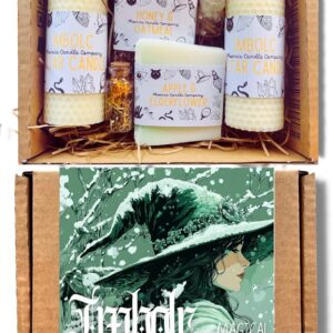 Imbolc | Ritual Altar Kit | 2 Candles | Seasonal Soaps | A4 Imbolc Guide | Wheel of The Year | Unscented | Hand-Rolled | Burn Time 160 mins