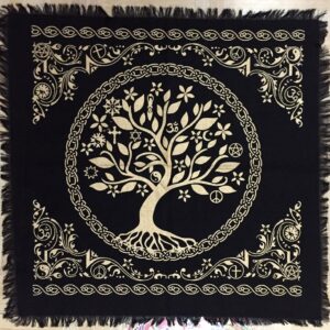 Indian Consigners Altar Cloth Celtic Treeof Life Tentacle Triquetra Pagan Flannel Witchcraft Alter Tarot Spread Top Cloth Wiccan Square Spiritual 24 by 24 Sacred Cloth (Tree of Life)