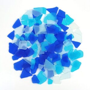 Keedolla 15 Oz Sea Glass Decor Tumbled Frosted Seaglass Pieces for DIY Crafts, Beach Sea Glass Craft for Sea Glass Jewelry, Christmas Tree, Wind Chimes Making – Cobalt Blue, White, Sea Blue