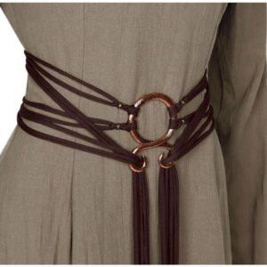 L’VOW Long Rope Ring Knotted Belt for Women Norse Witch Waist Chain Troll Cross Body Waistband Shaman Pagan Viking Accessory