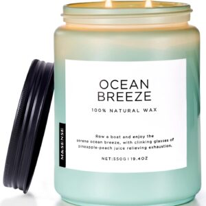 M&SENSE Candle Ocean Breeze Scented, 19.4oz 110 Hour Long Lasting Candle, 2 Wick Pineapple & Mango Scented Natural Soy Candles for Home Scented, Stress Relief Candle Gifts for Women/Men