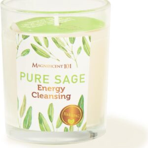 Magnificent 101 Long Lasting Pure Sage Scented Smudge Candles | 6 Oz – 30 Hour Burn | All Natural & Organic Soy Wax Candle with Essential Oils for House Energy Cleansing, Purification & Manifestation