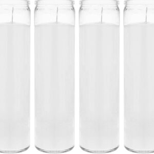 Mega Candles 6 pcs Unscented White 7 Day Devotional Prayer Glass Container Candle, Premium Wax Candles 2 Inch x 8 Inch, Great for Sanctuary, Vigils, Prayers, Blessing, Religious & More