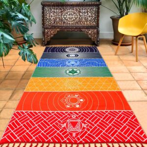 Neasyth Mexican Yoga Mat Beach Picnic Blanket Chakra Meditation Mat Yoga Rug Sunscreen Shawl Chakra Wall Tapestry Decor Boho Pilates 59 in (Polyester Fibre)