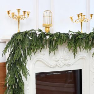 Norfolk Pine Garland – 9ft Artificial Christmas Garland Faux Greenery Garland for Table Fireplace Mantle Window Stairs Outdoor Decoration