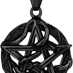 Pentagram Pentacle Wiccan Necklace -Star Satanic Pendant 316L Stainless Steel Traditional Seal of Solomon Tetragrammaton Eliphas Levi’s Pentagra Wicca Punk Retro Jewelry