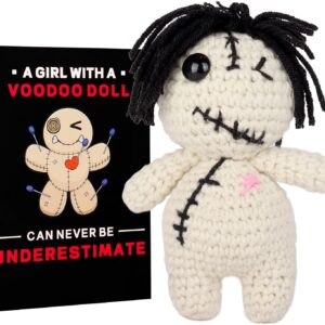 Positive Voodoo Doll Funny Handmade Crochet Stuffed Plush with Positivity Affirmation Card for Halloween Decor Lucky Gag Gift (Classic)