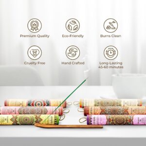 Premium Incense Sticks, Lavender, Sandalwood, Jasmine, Patchouli, Nag Champa, Vanilla, Variety Gift Pack 180 Sticks, Includes a Holder in Each Box