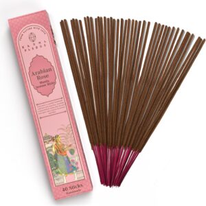 Rose Arabic Masala Incense Sticks, Organic Hand Rolled Incense, Natural Herbs & Aromatic Ingredients, Contain 40 Sticks Inside, Burn Time 45-60 Min, Spiritual Gifts, Incense by Karma Pledge