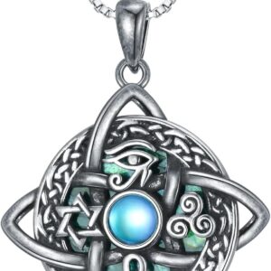 S925 Sterling Silver Necklace Star of David/Chai/Witches Knot/Triple Moon Goddess Necklacce Pendant for Women Irish Celtic Knot Jewelry Mothers Day Christmas Birthday Gifts for Sister Friend