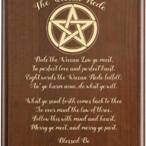 SIGNCHAT The Wiccan Rede Plaque Engraved Witch an’ It Harm None 4 Designs Pentagram Pentacle Triquertra Triple Goddess Greenman Look Reproduction Metal Tin Sign Vintage Tin Sign 8X12 Inches