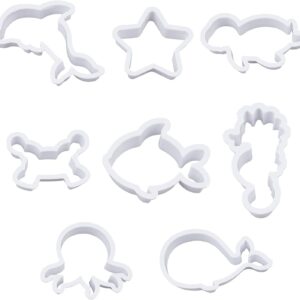 SUPERFINDINGS 8 Styles Plastic Cookie Cutters Ocean Cookie Cutters Polymer Clay Cutters Marine Animal Clay Cutter White Marine Life Cookies Fondant Moulds for DIY Biscuit Baking Tool