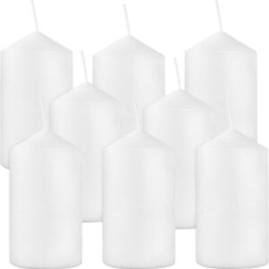 Set of 8 Unscented Pillar Candles 2″ x 4″，White Candles for Home Decor,Church,Restaurants,Spa,Emergency Light,All Occasions