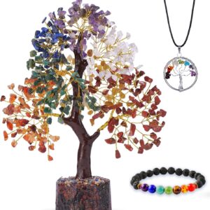 Seven Chakra Tree of Life for Positive Energy – Feng Shui Tree, Crystals and Healing Stones, Crystal Decoration, Money Tree, Handmade 7 Chakra Tree, Stone Tree, Healing Crystals, Spiritual Gifts