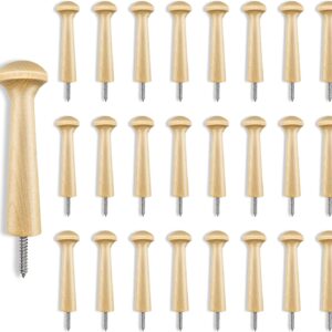 Sfcddtlg 24PCS Wooden Shaker Peg Wood Screw-3.7 Inch on Shaker Pegs Unfinished Wood Shaker Racks for Hanging Clothes Hats Towel Paint DIY(24PCS)