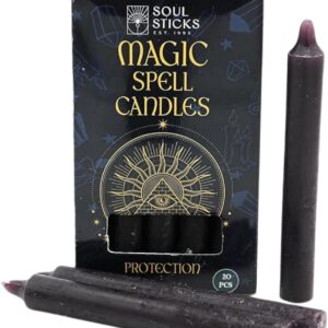 Soul Sticks Protection 4′ Magic Spell Chime Taper Candles, 20 pcs – Ideal for Altar, Rituals, Ceremonies, Meditation Purple Candle for Witchcraft Supplies, Wiccan, Candles Clearance