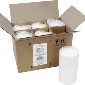 Stonebriar 6 Count Tall 3 x 6 Inch 65 Hour Long Burning Unscented White Wax Pillar Candles