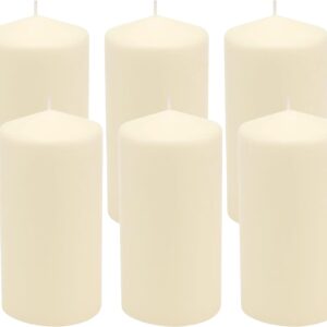 Stonebriar 6 Pack Tall 3 x 6 Inch 65 Hour Long Burning Unscented Ivory Wax Pillar Candles