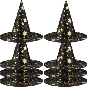 Tatuo 8 Pcs Halloween Hanging Witch Hats Decorations Witch Costume Black Hanging Wizard Hat Floating Porch Yard Decor