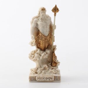 Veronese Design 3 3/8 Inch Poseidon The Greek God of The Sea Resin Miniature White Gold Finish Figurine