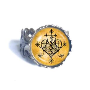 Veve Queen Marie Laveau Voodoo Ring Fashion Jewelry Magick Vodou Symbol Art Cute Gift Cosplay Charm