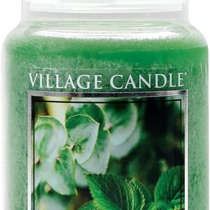 Village Candle Eucalyptus Mint Large Glass Apothecary Jar Scented Candle, 21.25 oz, Green