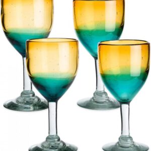 Vivaterra Golden Shore Recycled Glass Goblets – Set of 4