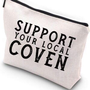 WCGXKO Wiccan Halloween Witch Gift Support Your Local Coven Witch Aesthetic Wicca Witchcraft Cosmetics Bag (SUPPORT YOUR LOCAL COVEN)