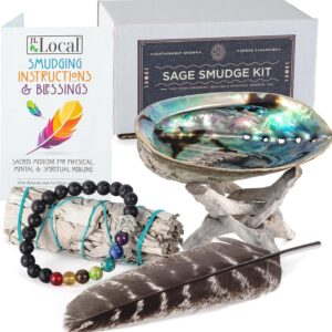 White Sage Smudging Kit Smudge Stick Gift Kit + Instructions & Blessings (Beginner’s Kit)