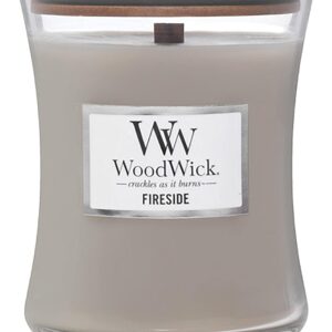 WoodWick Medium Hourglass Candle, Fireside Scent, Premium Soy Blend Wax, Pluswick Innovation Wood Wick, 10oz, Perfect for creating a cozy ambiance