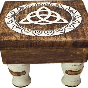 Wooden Handmade Engarved Small Altar Table, Meditation Table, Wiccans Altar Table, Witches Altar Table, Pagans Altar Table, Buddhists Shrine Altar Table (Design 1)